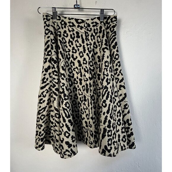 Rodeo Crowns Women’s Animal Print Flared Skirt Medium Beige/Black Knee Length - Picture 2 of 9
